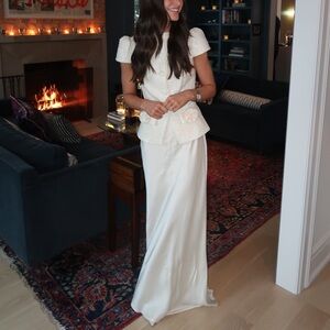 Self-Portrait Cream Boucle Bow Dress